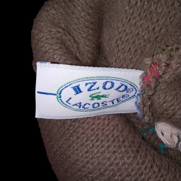 Authentic Izod Lacoste Striped Adult Beanie Hat with Pompom and Pink Alligator - Picture 4 of 4